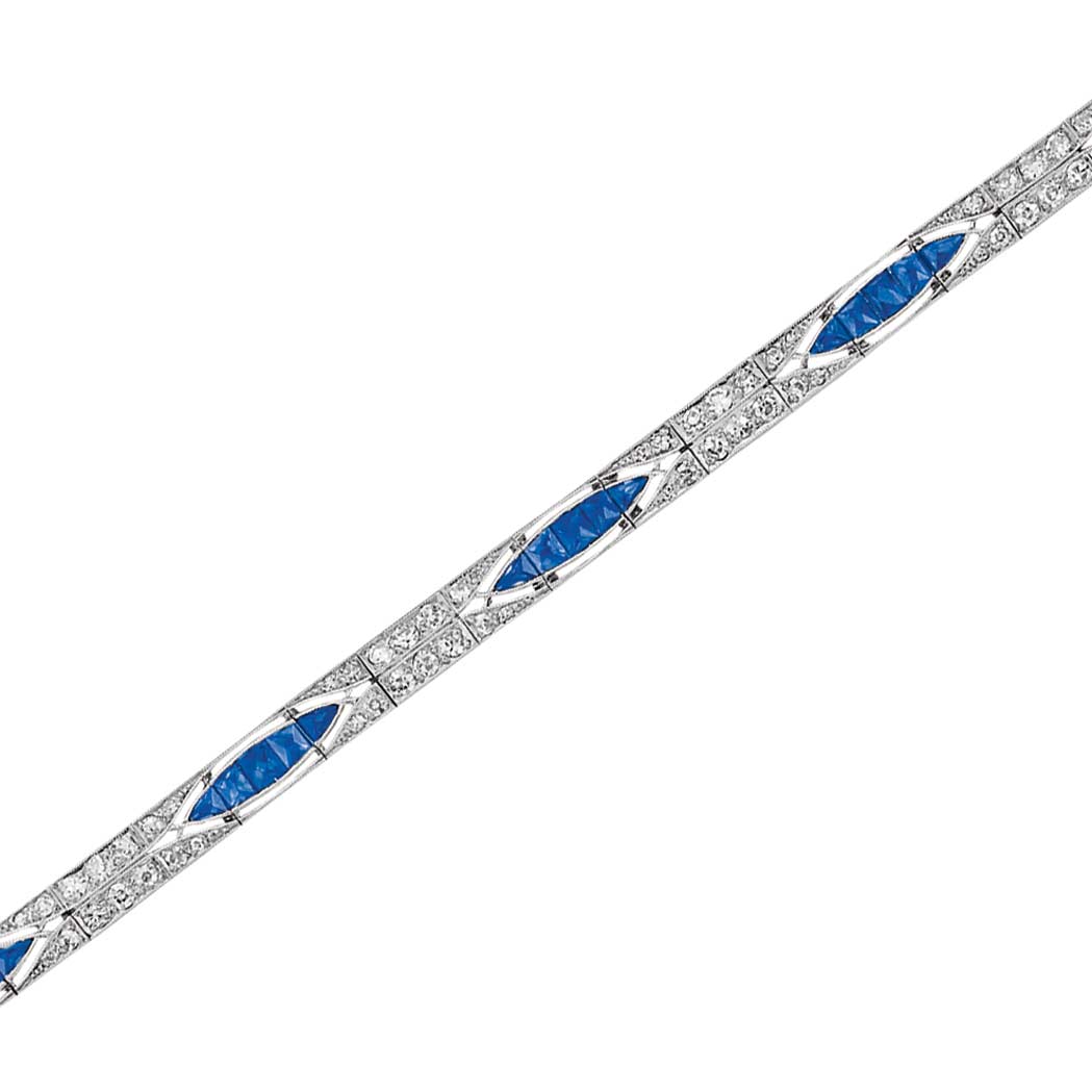 Lot image - Platinum, Sapphire and Diamond Bracelet