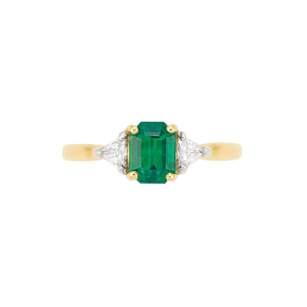 Lot image - Gold, Emerald and Diamond Ring