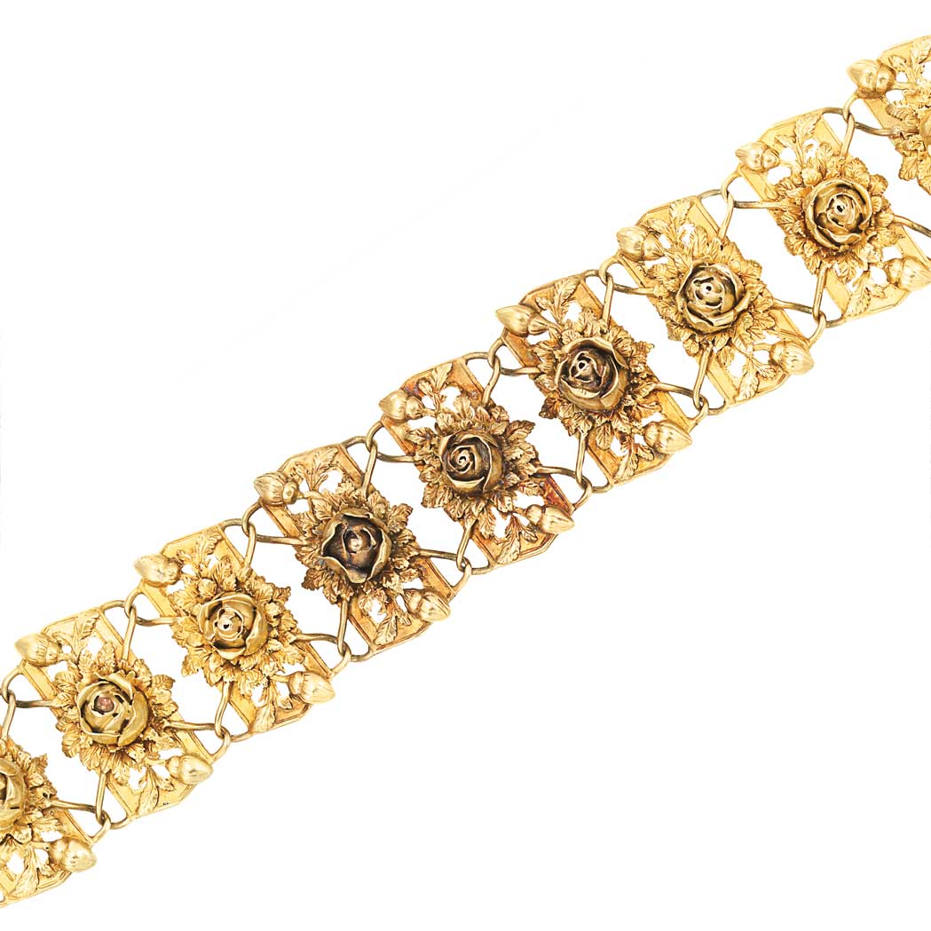 Lot image - Antique Gold Flower Bracelet