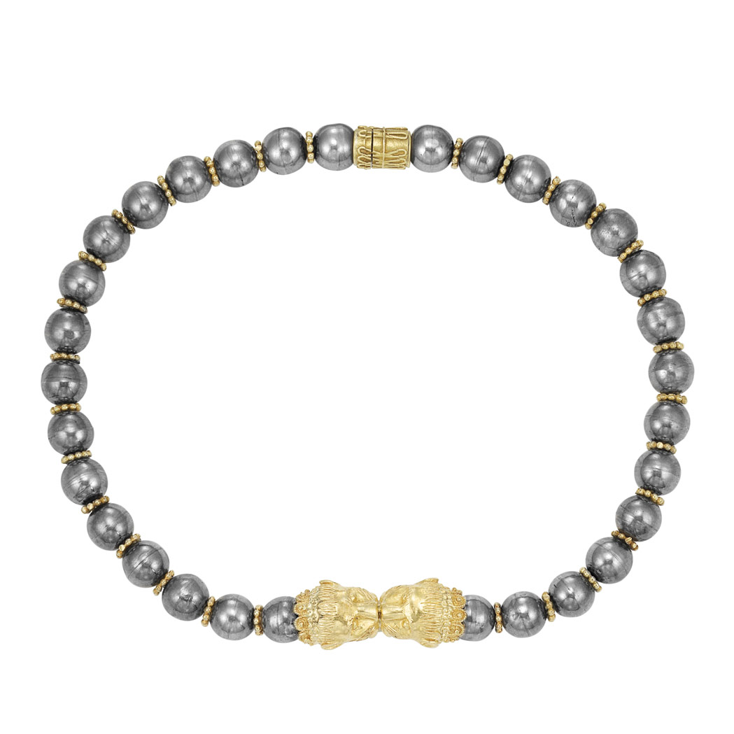 Lot image - Sterling Silver Bead and Gold Necklace, Zolotas