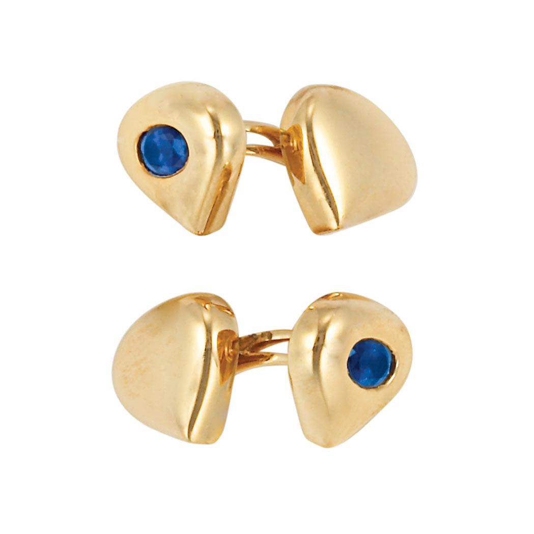 Lot image - Pair of Gold and Sapphire Cufflinks, Chaumet