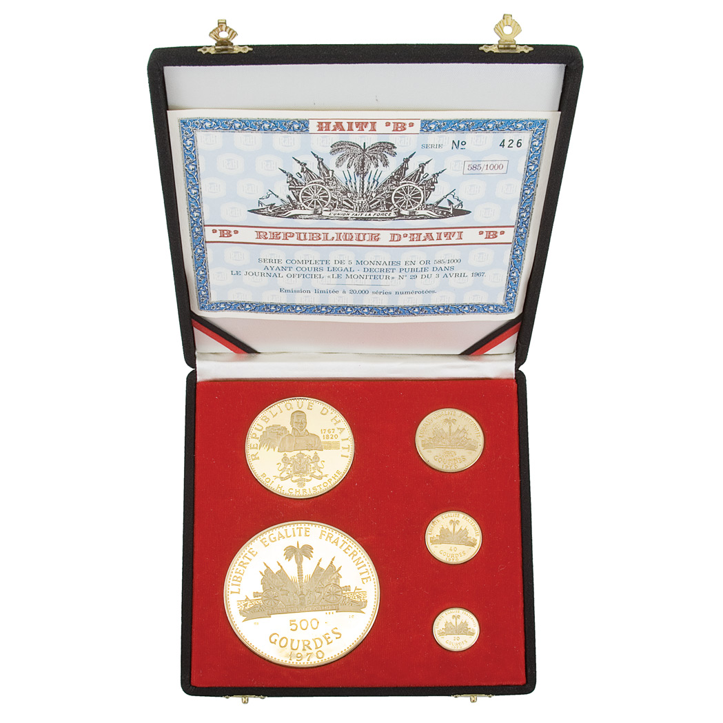 Lot image - Haiti, 1970 Gold Coin Proof Set of Five, Km. PS 5