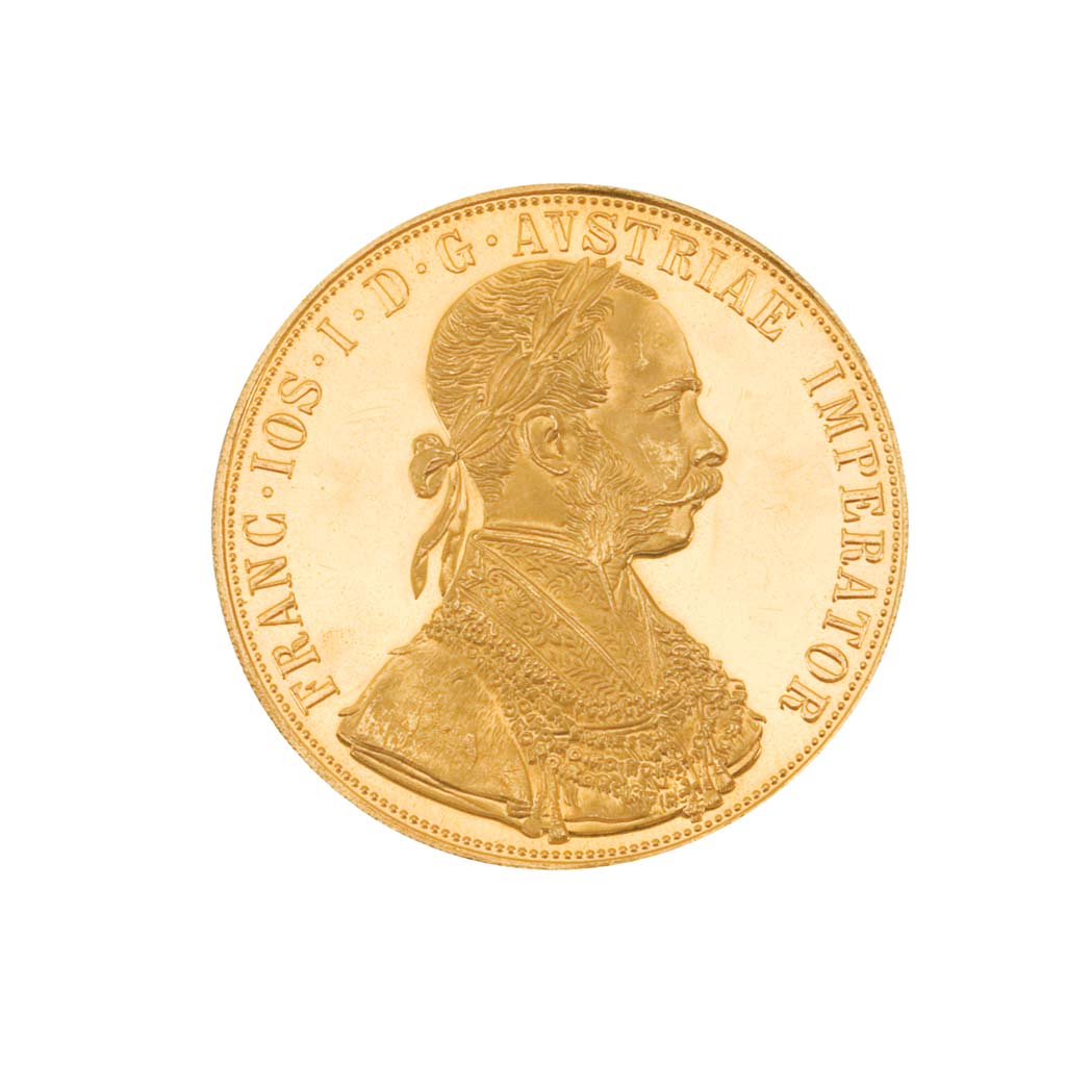 Lot image - Austria, 1915 4 Ducat Restrike, Fr. 488