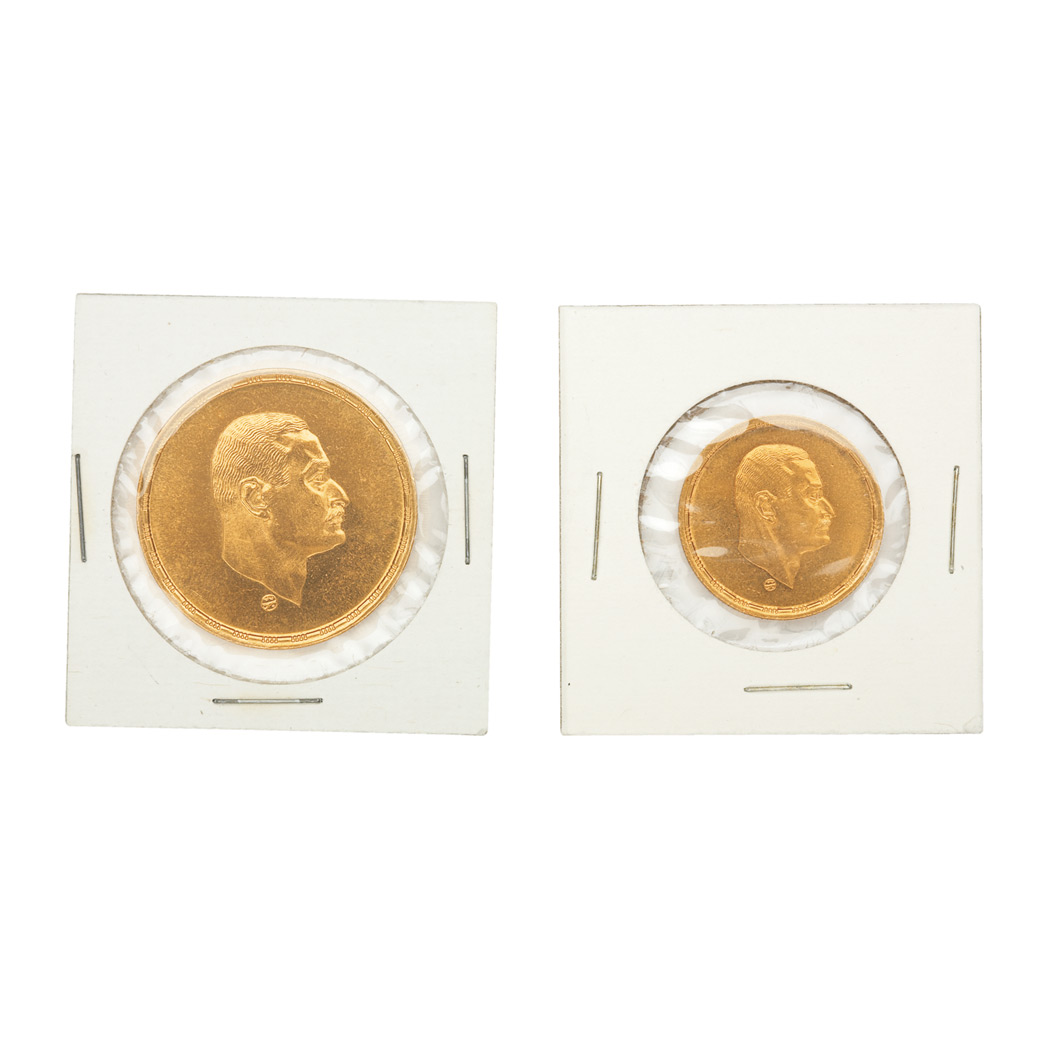 Lot image - Egypt, 1970 1 and 5 Pounds Gold, Fr. 49, 50