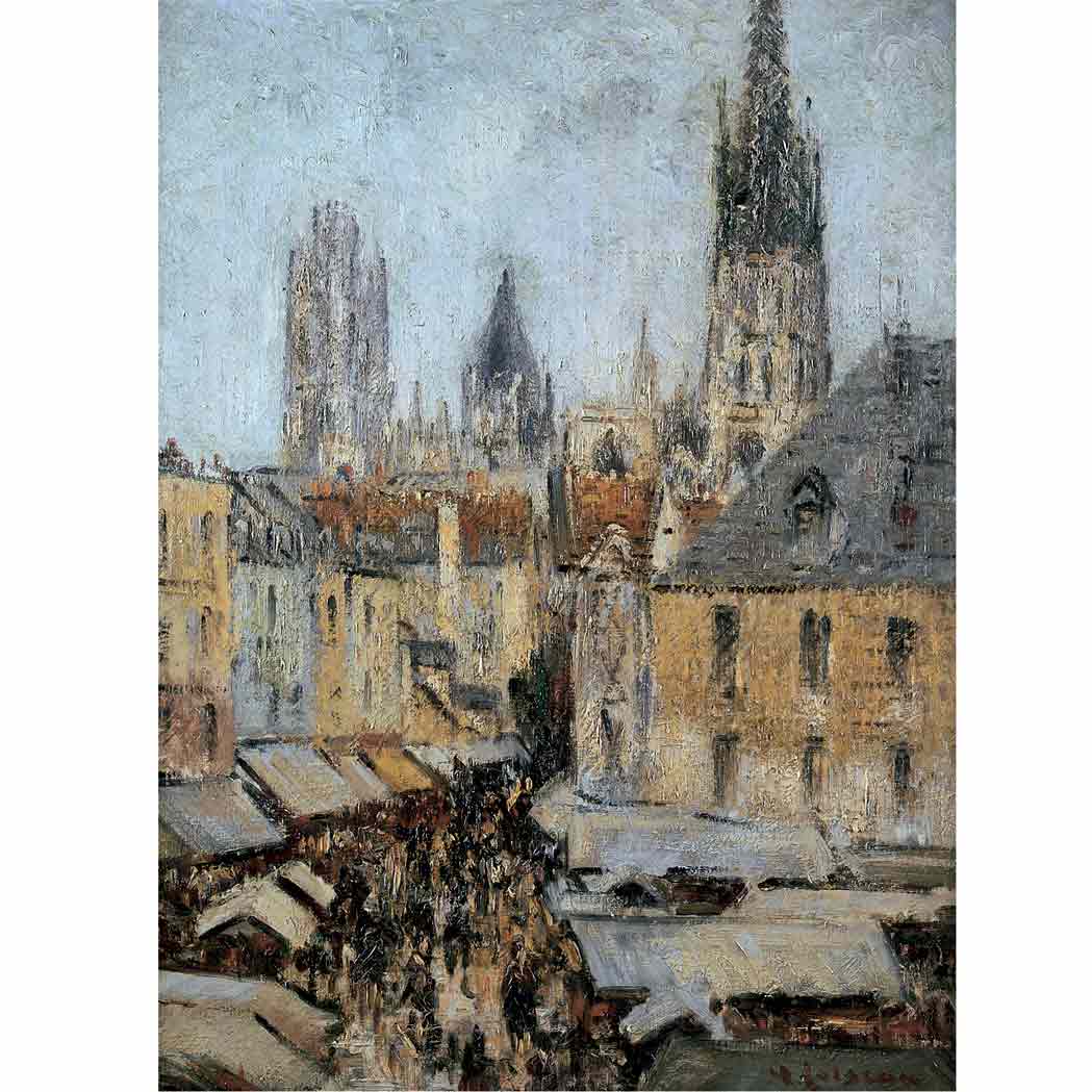 Lot image - Gustave Loiseau French, 1865-1935 La Rue de LEpicerie a Rouen, 1929