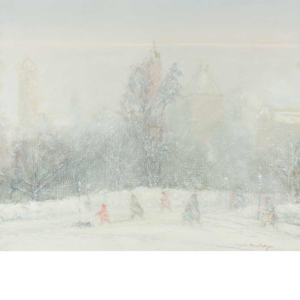 Lot image - Johann Berthelsen American, 1883-1972 Central Park, Winter