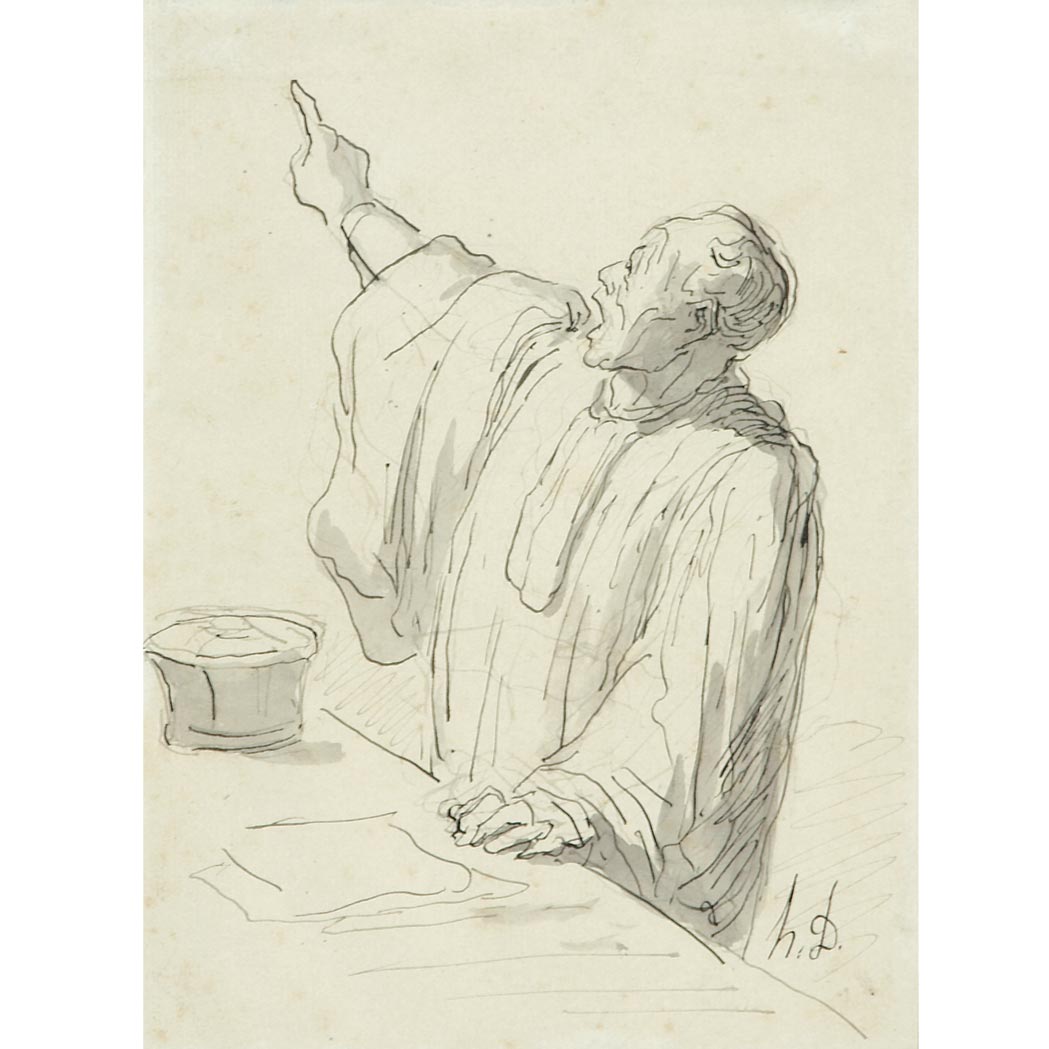 Lot image - Honore Daumier French 1808-1879 Un Avocat Plaidant