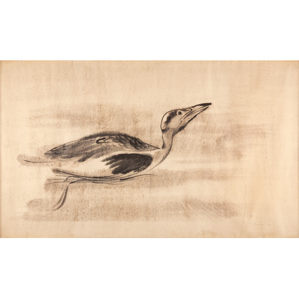 Lot image - Morris Graves American, 1910-2001 Young Loon on an Autumn Lake, 1953