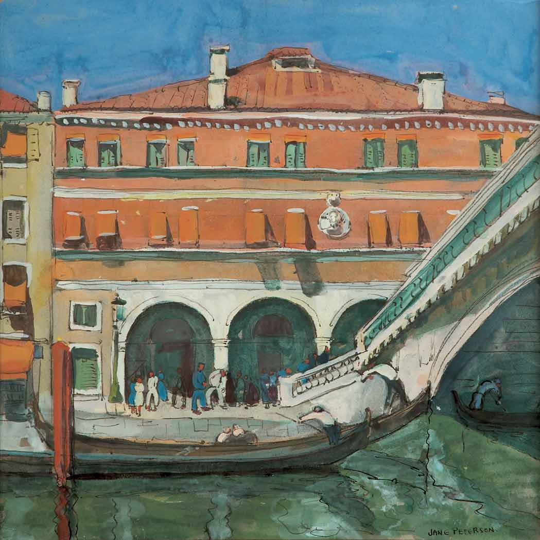 Lot image - Jane Peterson American, 1876-1965 At the Foot of the Rialto Bridge, Venice