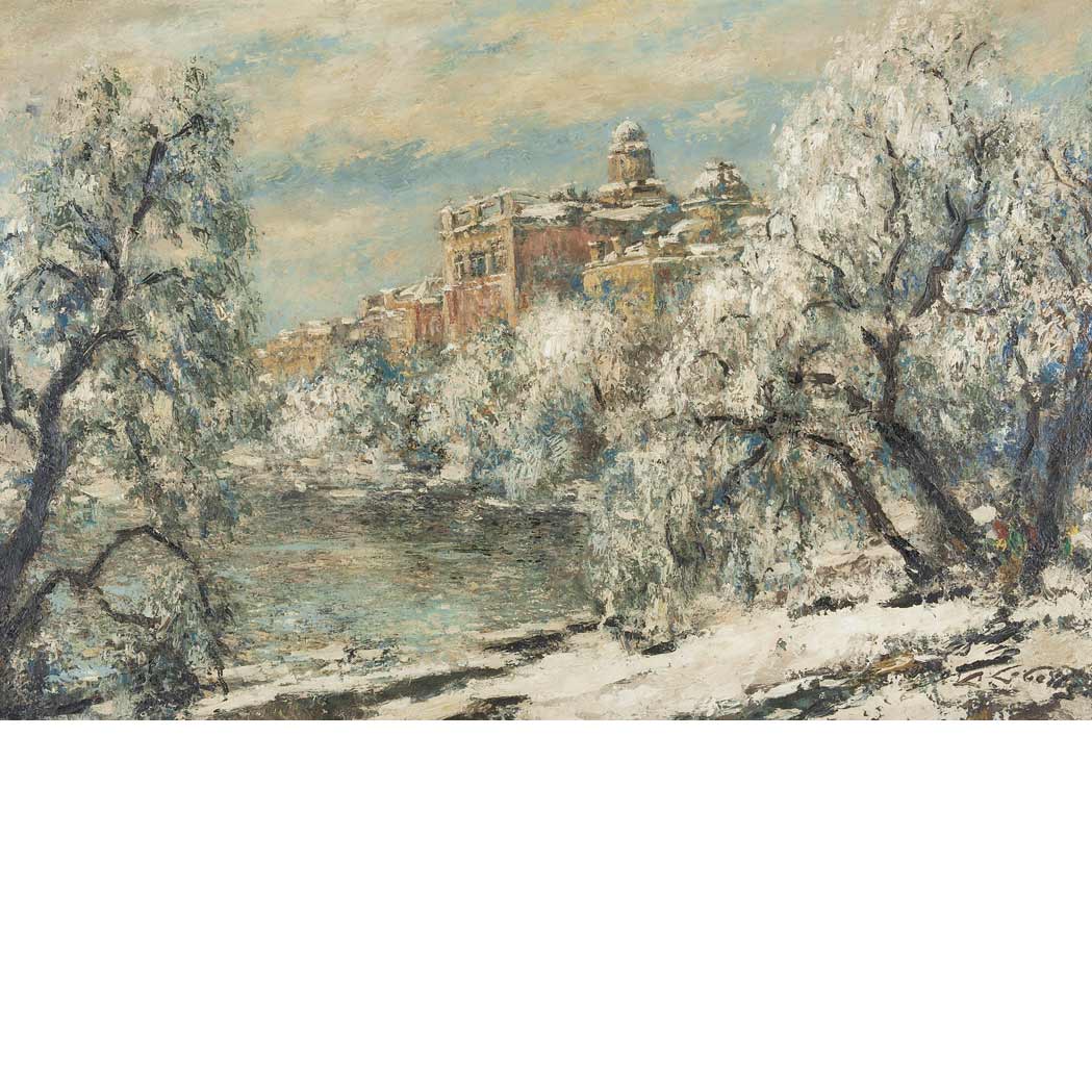 Lot image - Ludolfs Liberts American, 1895-1959 View from the Park in Winter