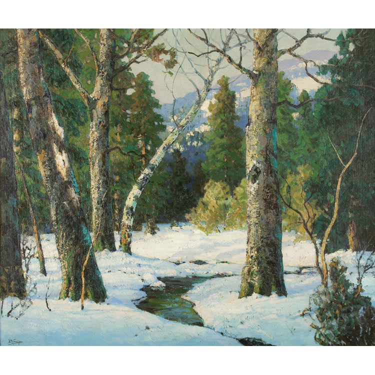Lot image - Walter Koeniger American, 1881-1943 Winter Landscape