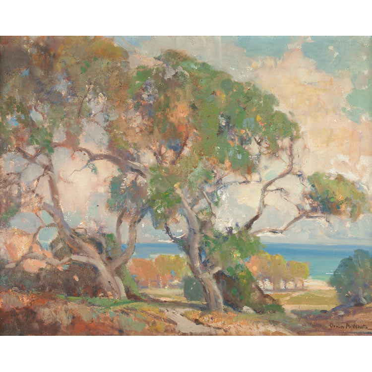 Lot image - Orrin Augustine White American, 1883-1969 Sycamores and Coast, California