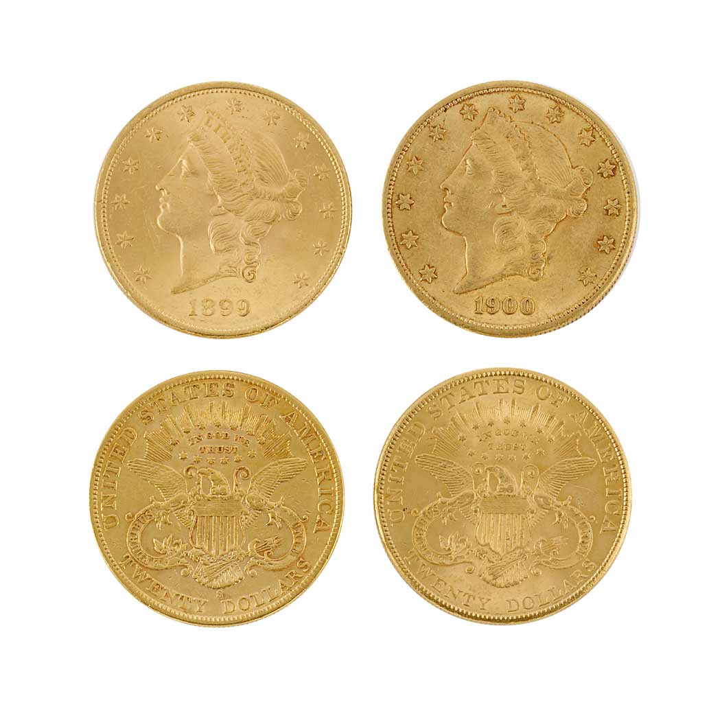 Lot image - Four $20 Liberty Heads