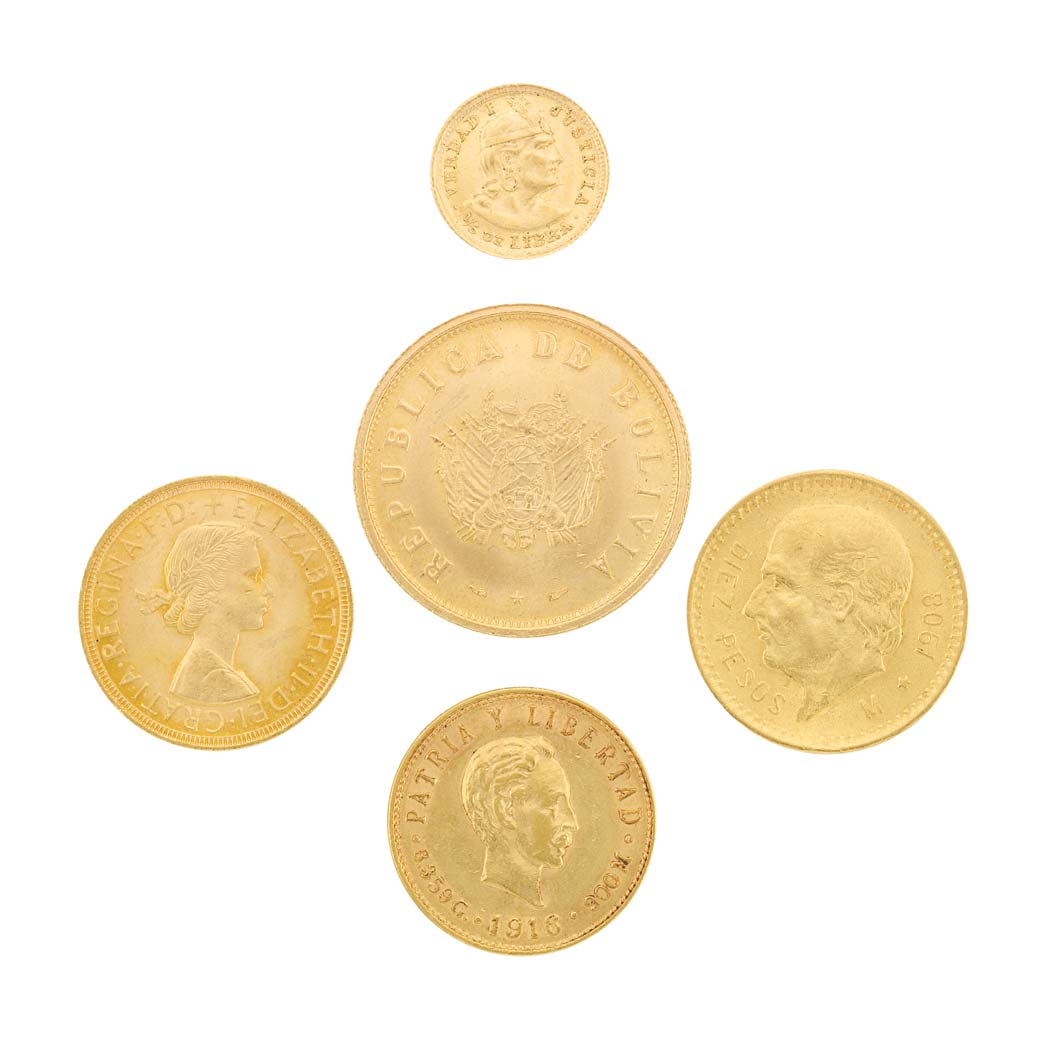 Lot image - Group of Five Foreign Gold Coins