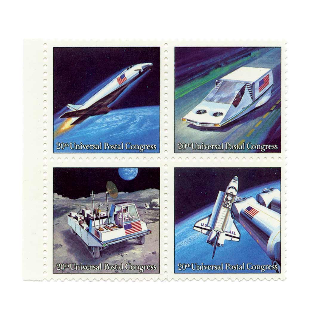 Lot image - 1989 45c. UPU Congress LIGHT BLUE OMITTED, Scott No. C125 b