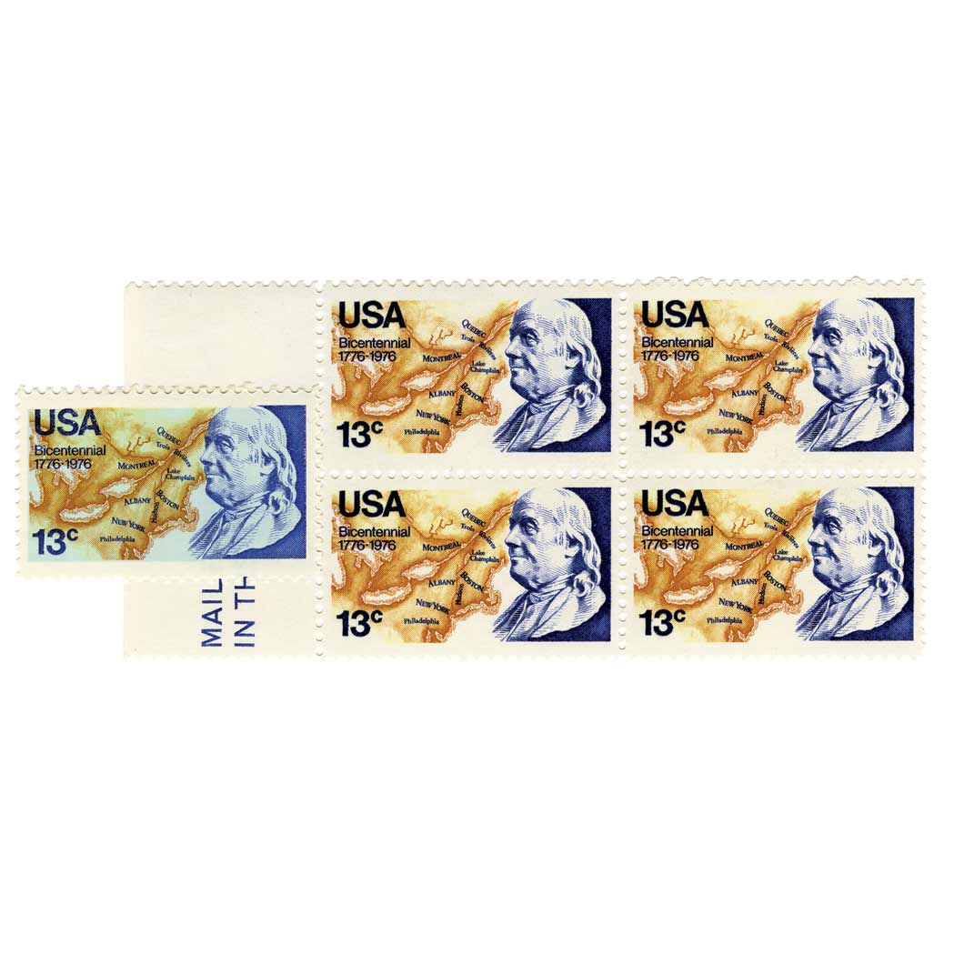 Lot image - 1976 13c. Franklin, LIGHT BLUE OMITTED, Scott No. 1690 a