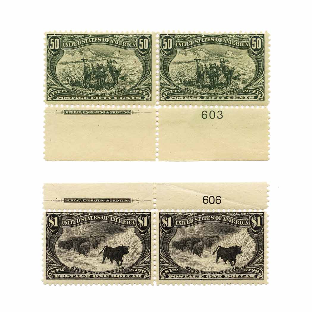 Lot image - Trans-Mississippi Exposition, Plate No. and Imprint Pairs