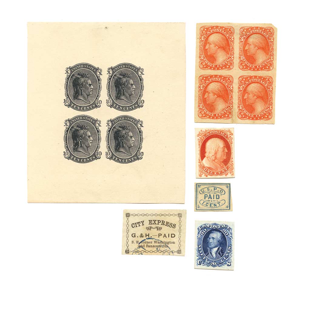 Lot image - United States Locals, Essays and Proofs