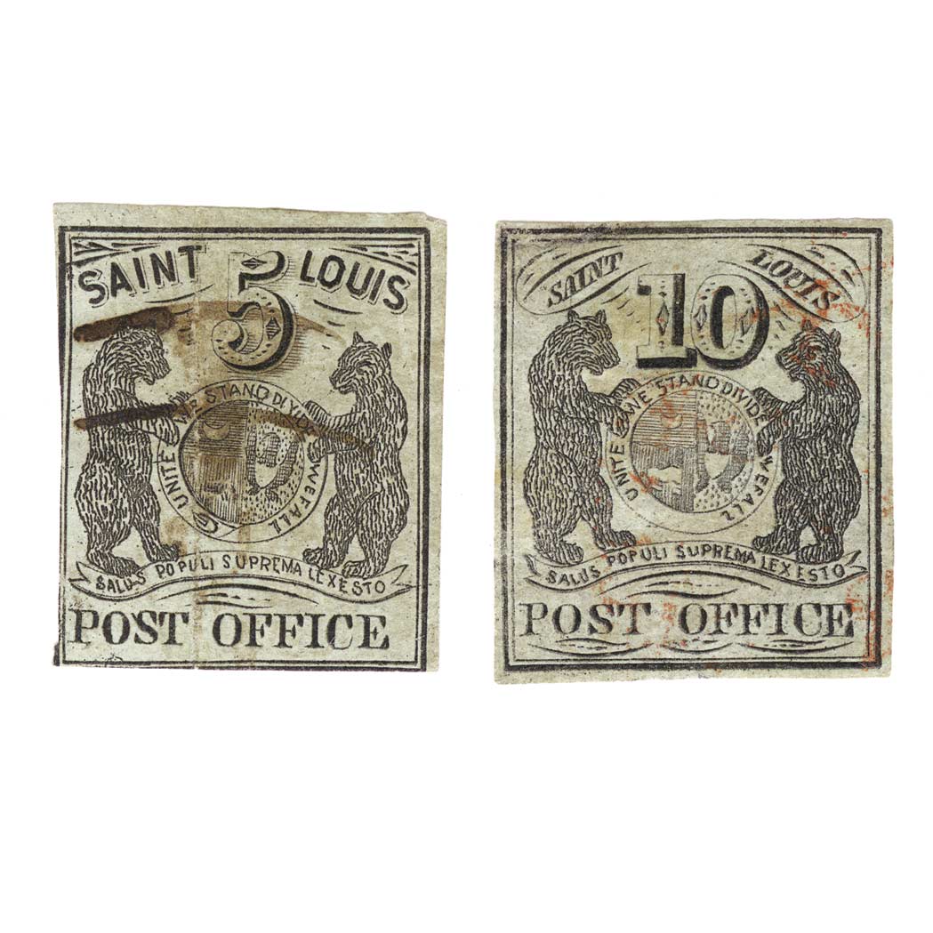Lot image - Postmaster Provisionals, St. Louis, MO. Scott No. 11X1 and 11X2
