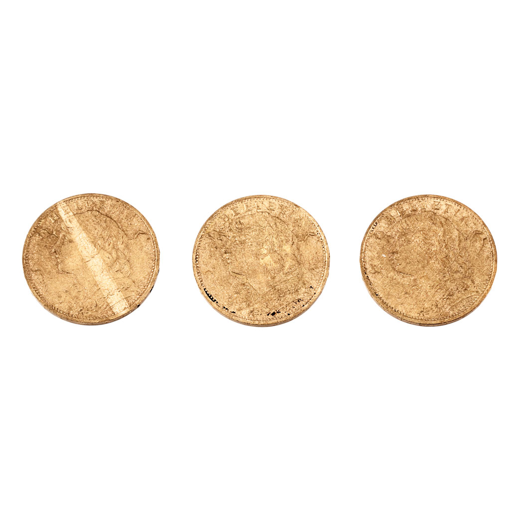 Lot image - Switzerland, Three 20 Francs Gold