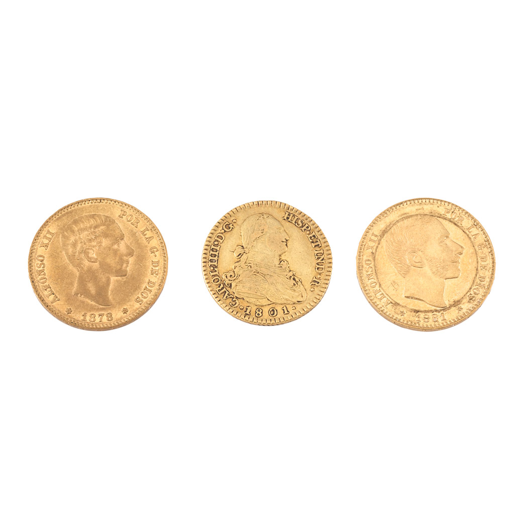 Lot image - Spain, Three Gold Coins