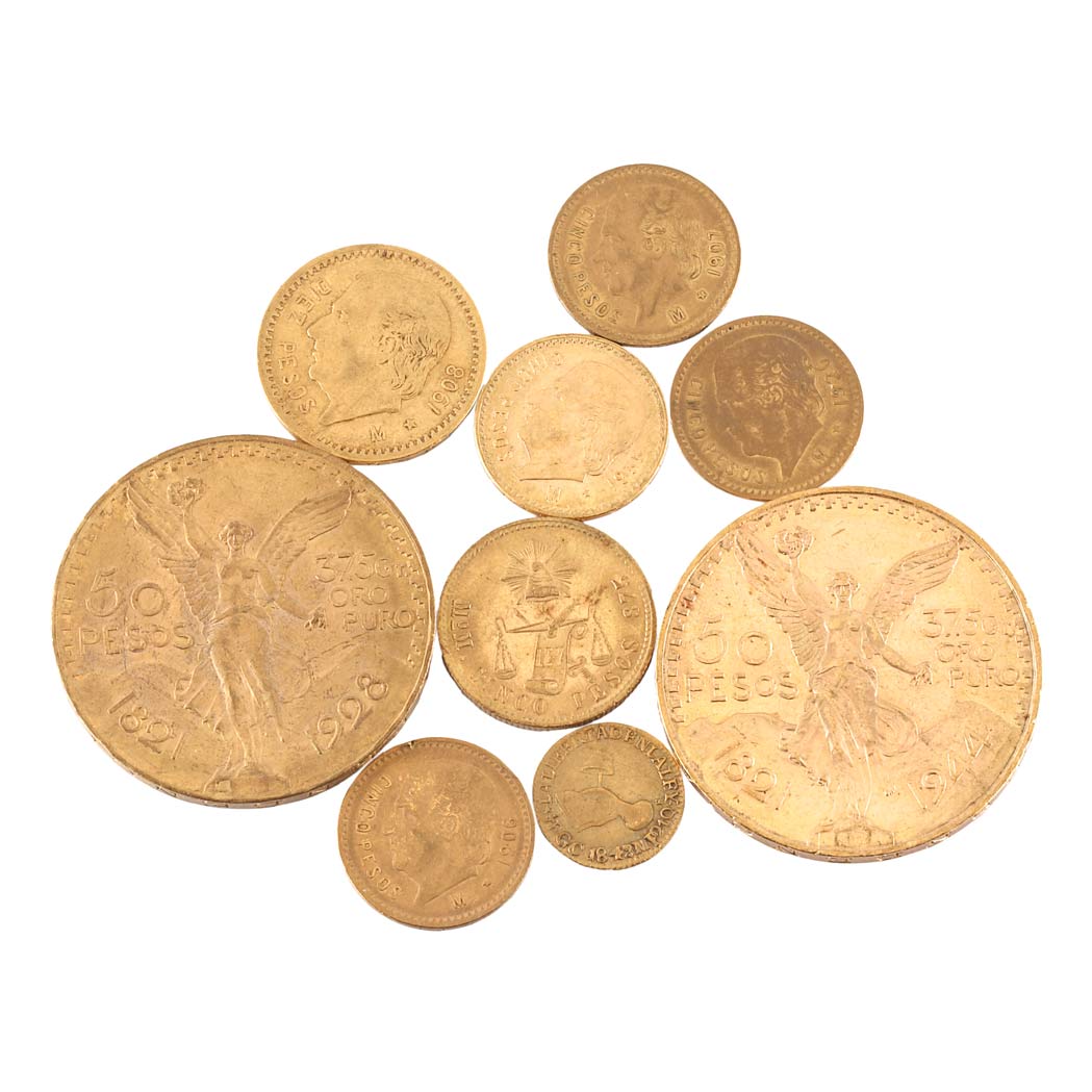 Lot image - Mexico, Group of Ten Gold Coins