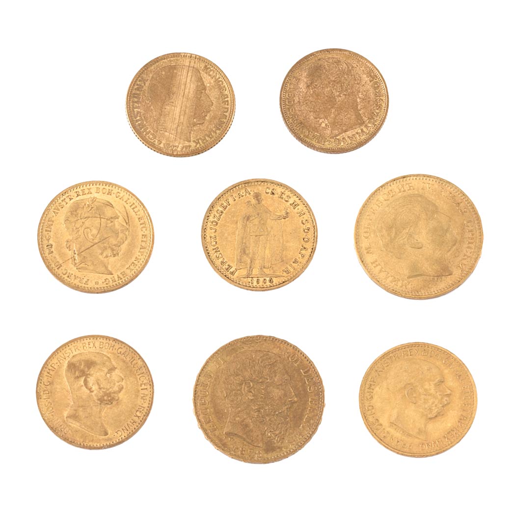 Lot image - Europe and Scandinavia, Group of Eight Gold Coins