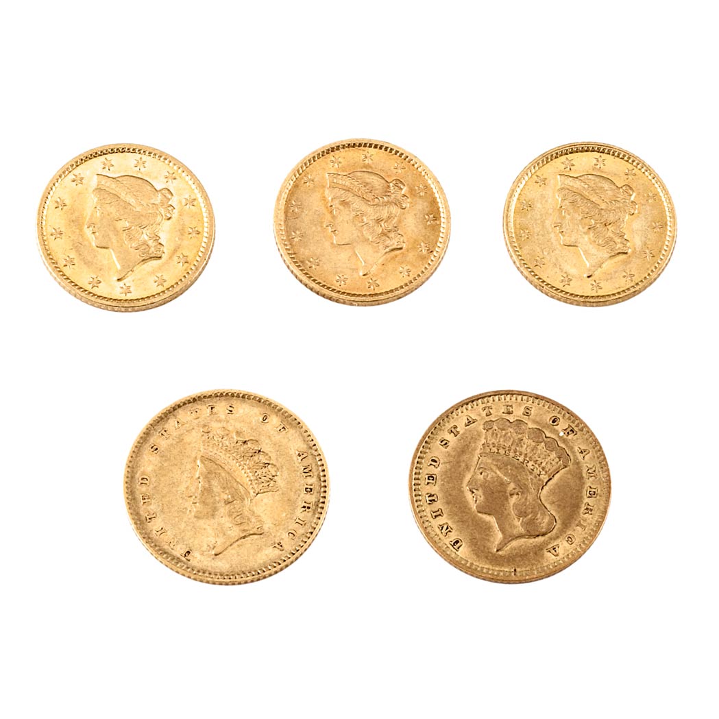 Lot image - $1 Gold Liberty Head Group of Five