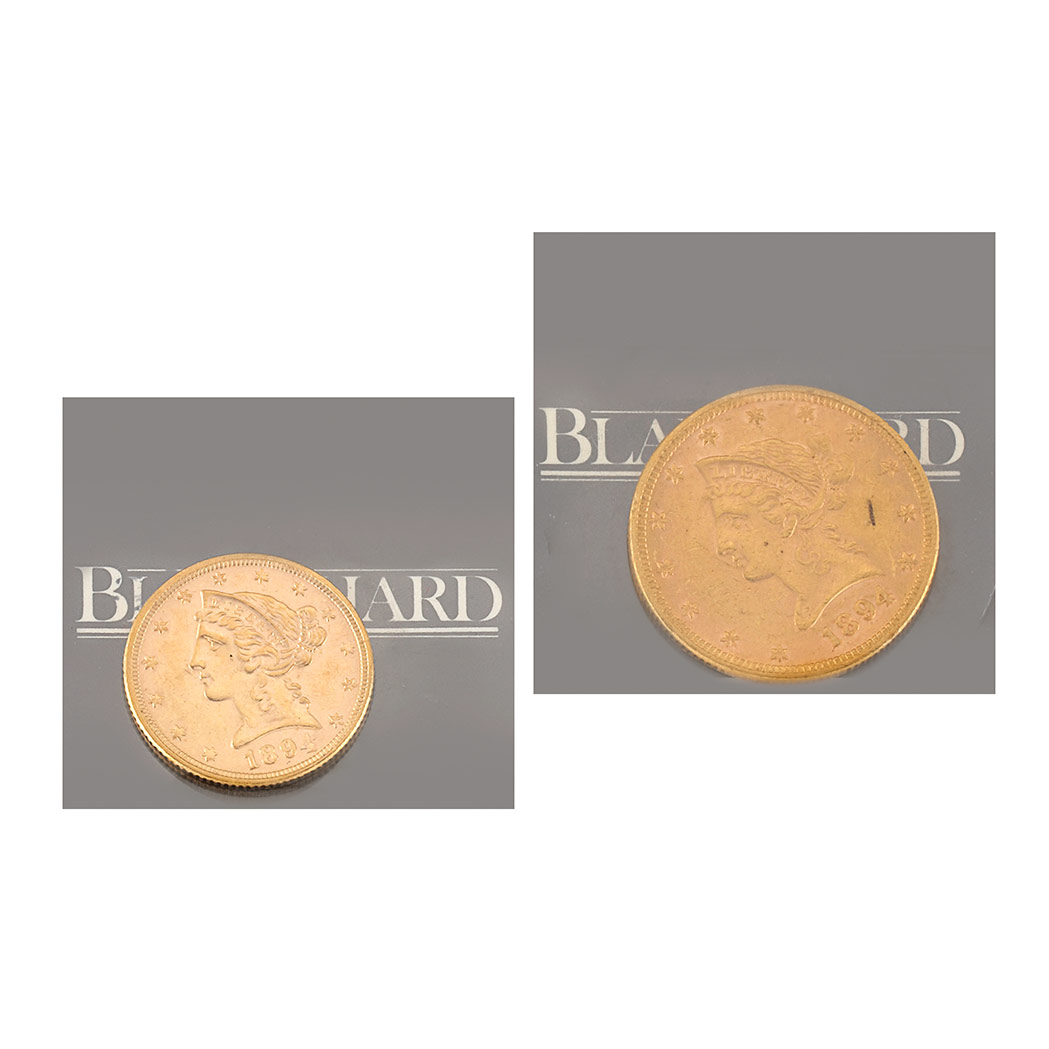 Lot image - 1894 $5 and $10 Liberty Head