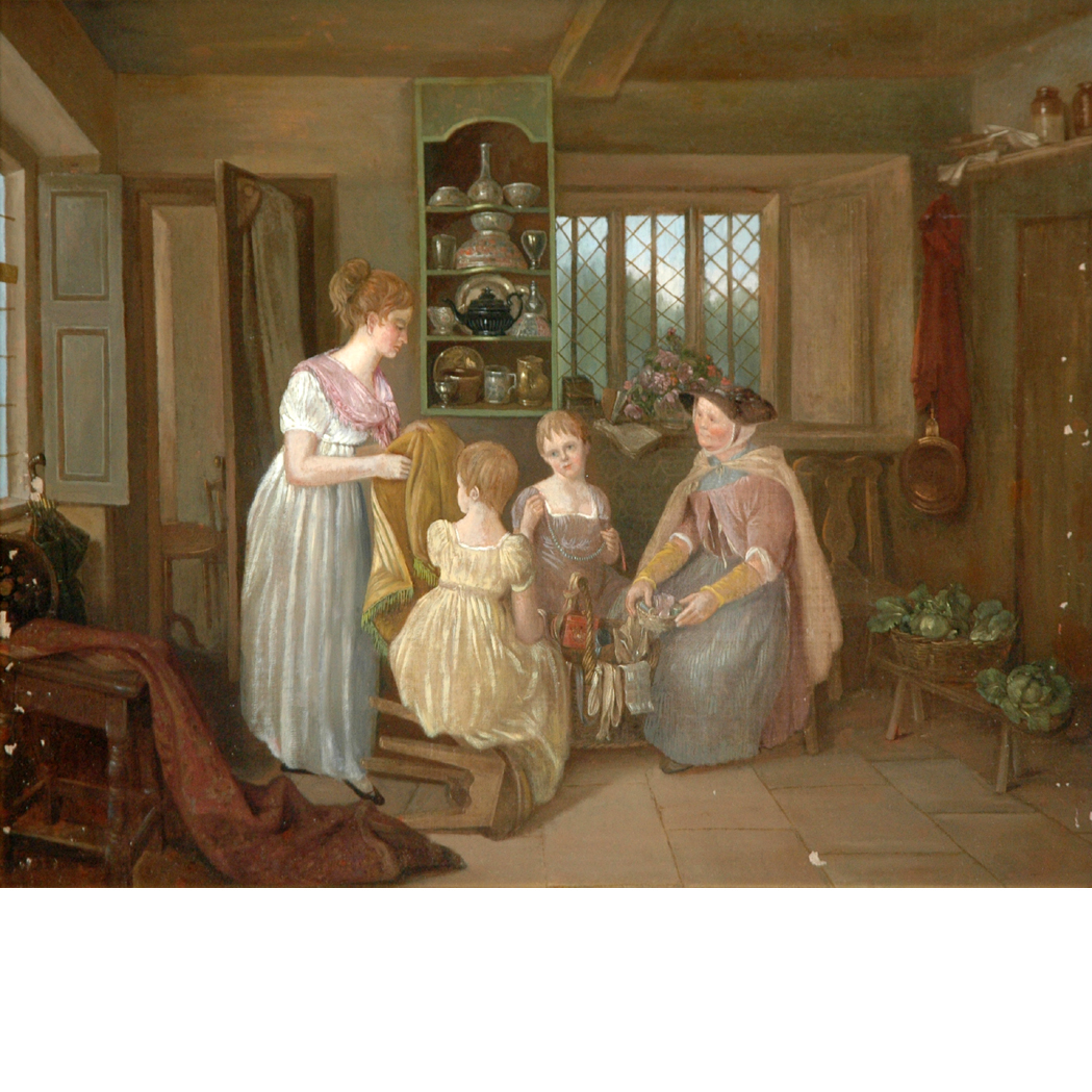 Lot image - British School 19th Century Women in a Kitchen Interior