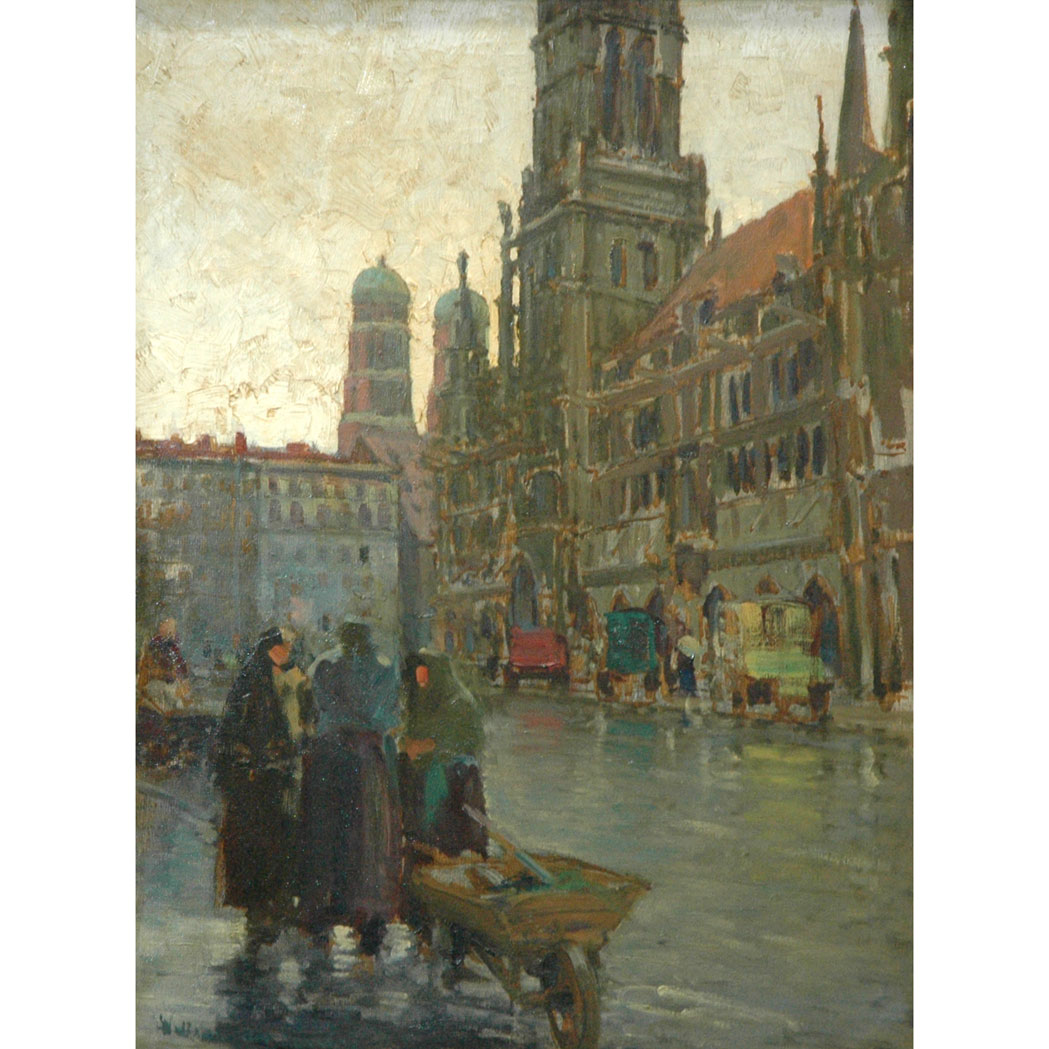 Lot image - Attributed to Willy van Schoonhoven van Beurden Busy Town Square