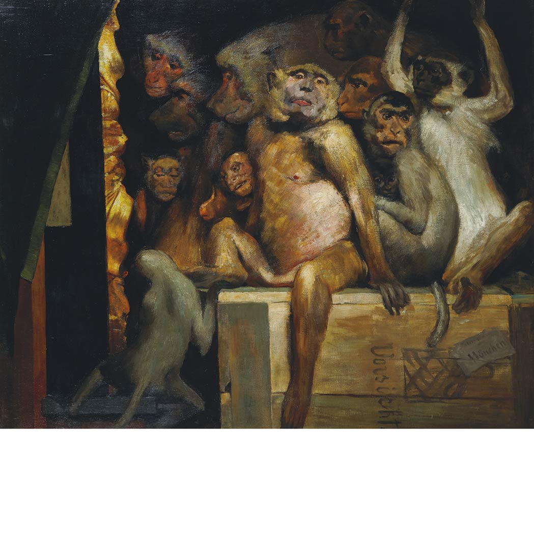 Lot image - Attributed to Gabriel Von Max Monkeys as Judges of Art