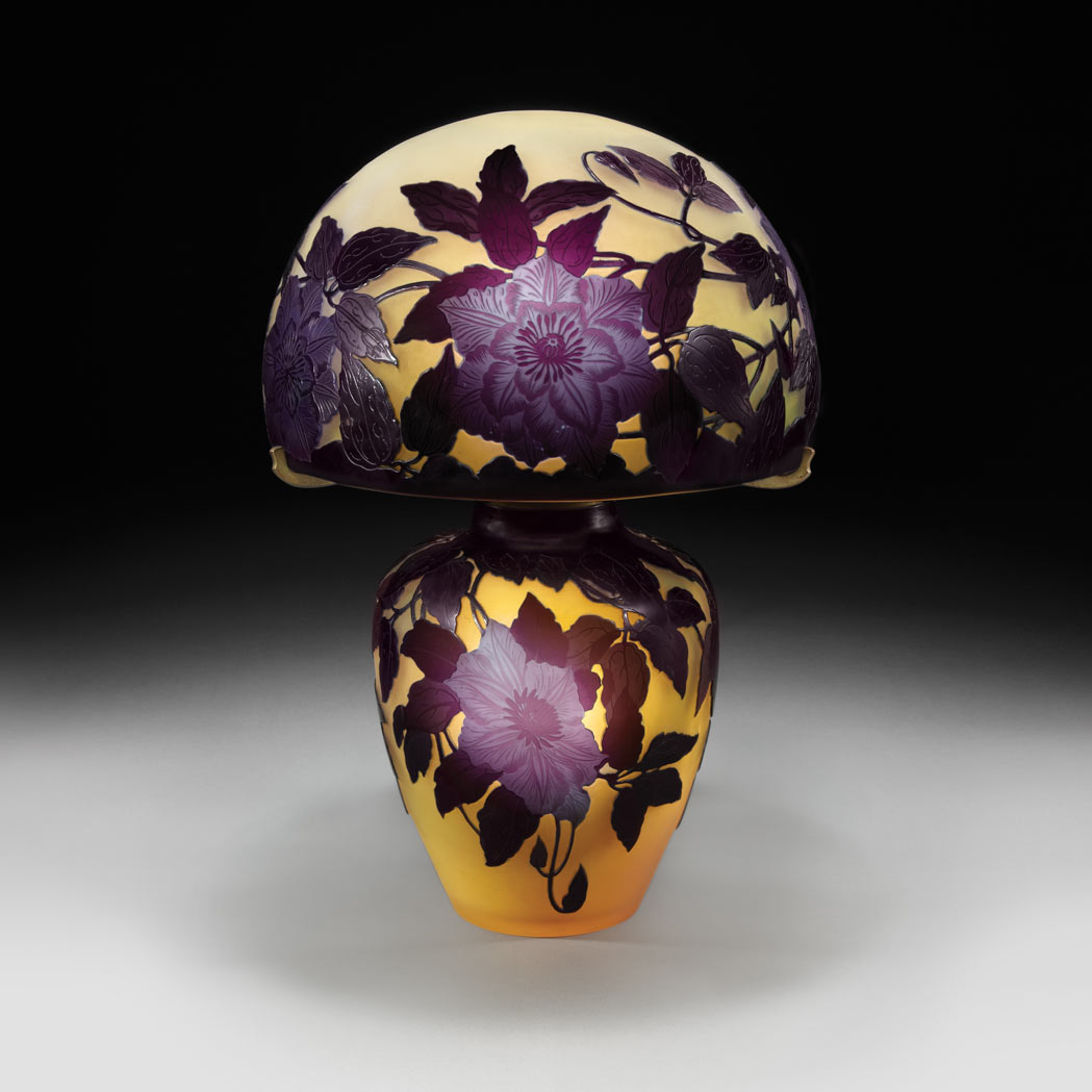 Lot image - Galle Acid Etched Cameo Glass Lamp