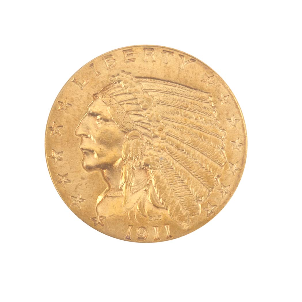 Lot image - United States, $2 1/2 1911 D Indian, Key Date