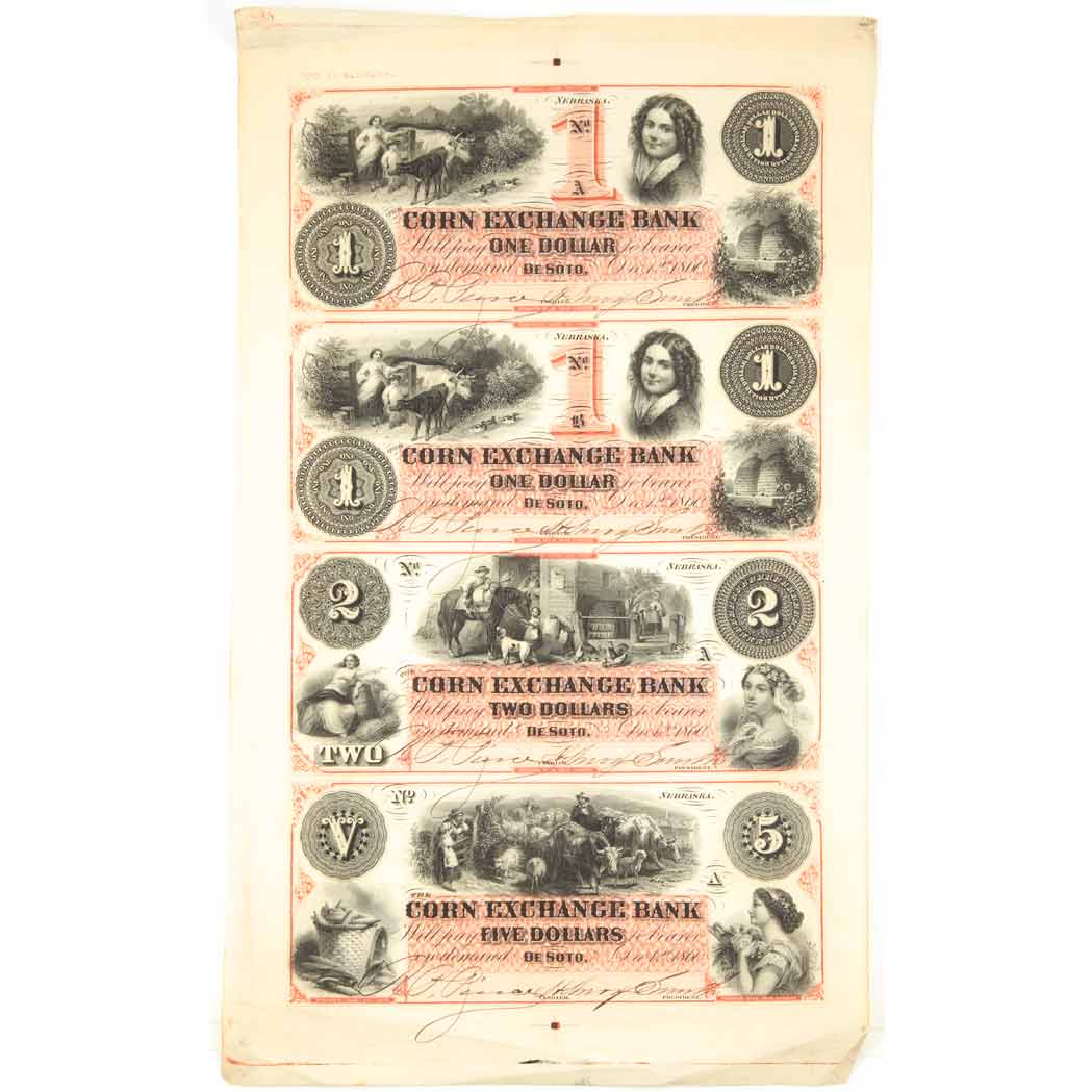 Lot image - Nebraska, De Soto Corn Exchange Bank, Obsolete Notes
