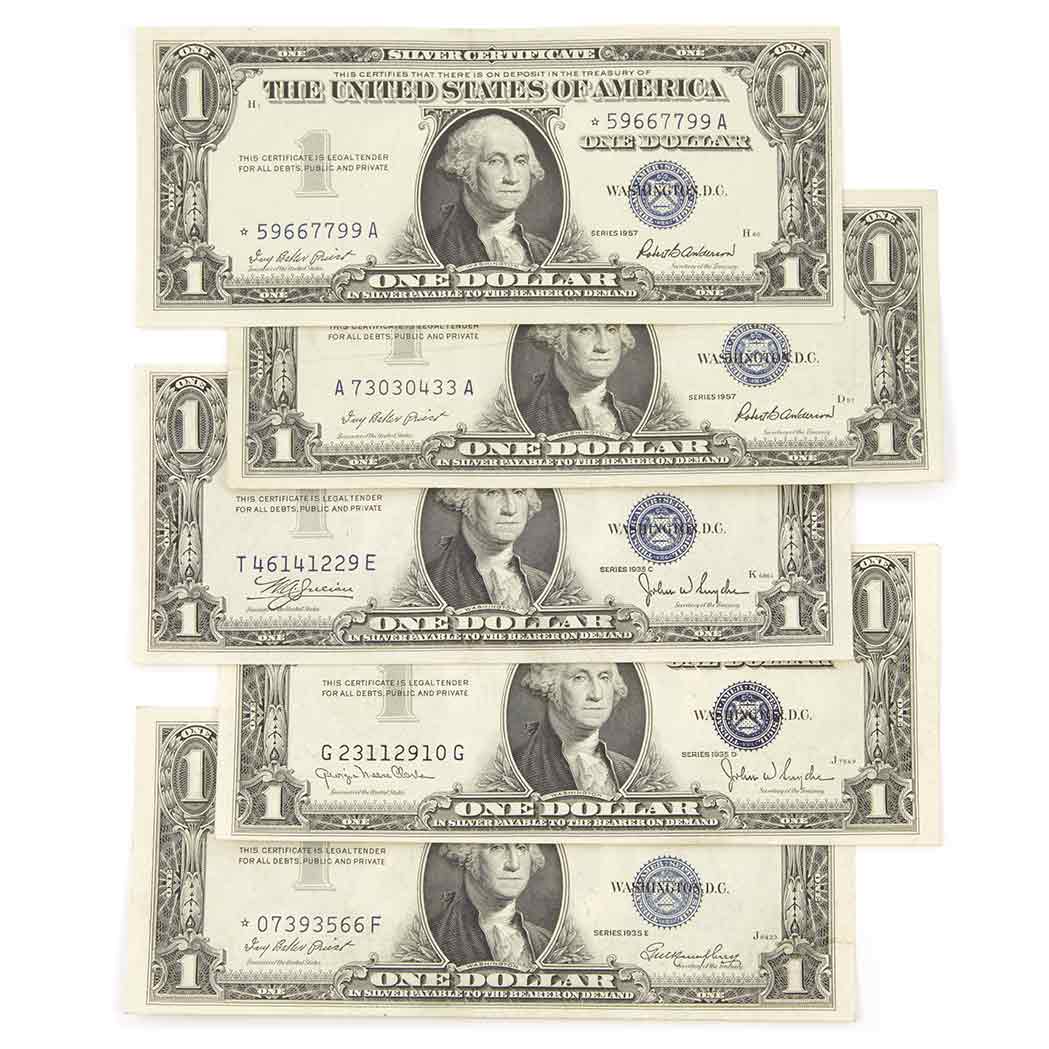 Lot image - U.S. Bank Notes, Silver Certificate Group of 1935 $1 Denomination
