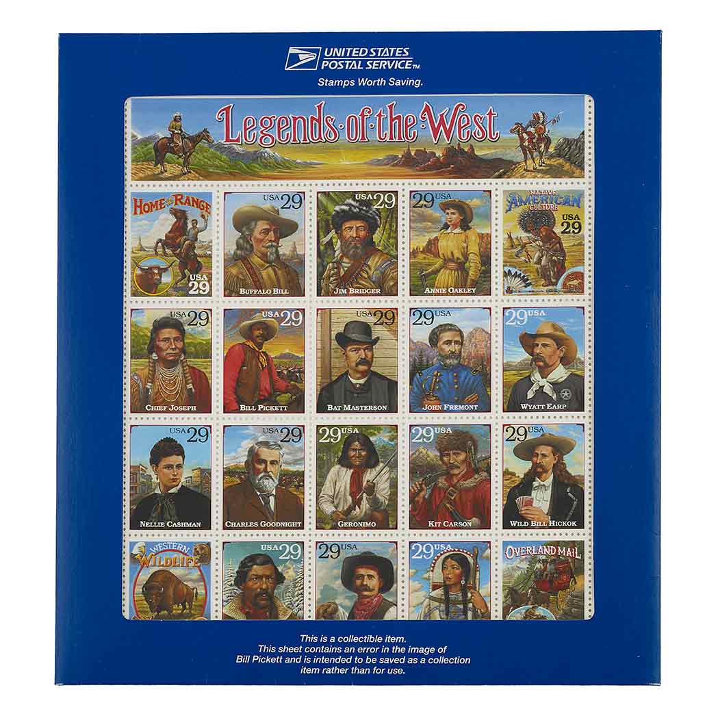 Lot image - United States, 1994 Legends of the West, Recalled S/S, Scott 2870