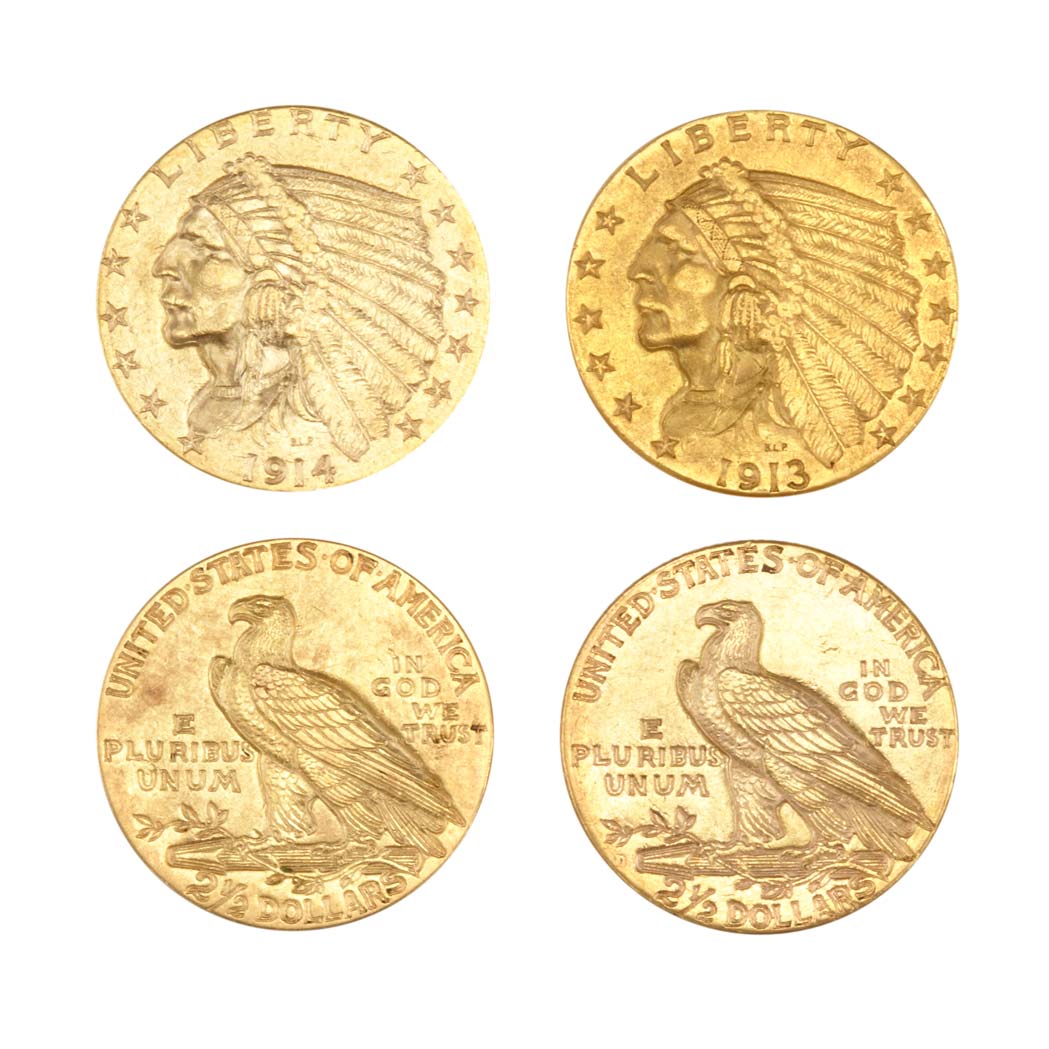 Lot image - United States, $2 1/2 Indian Head Group