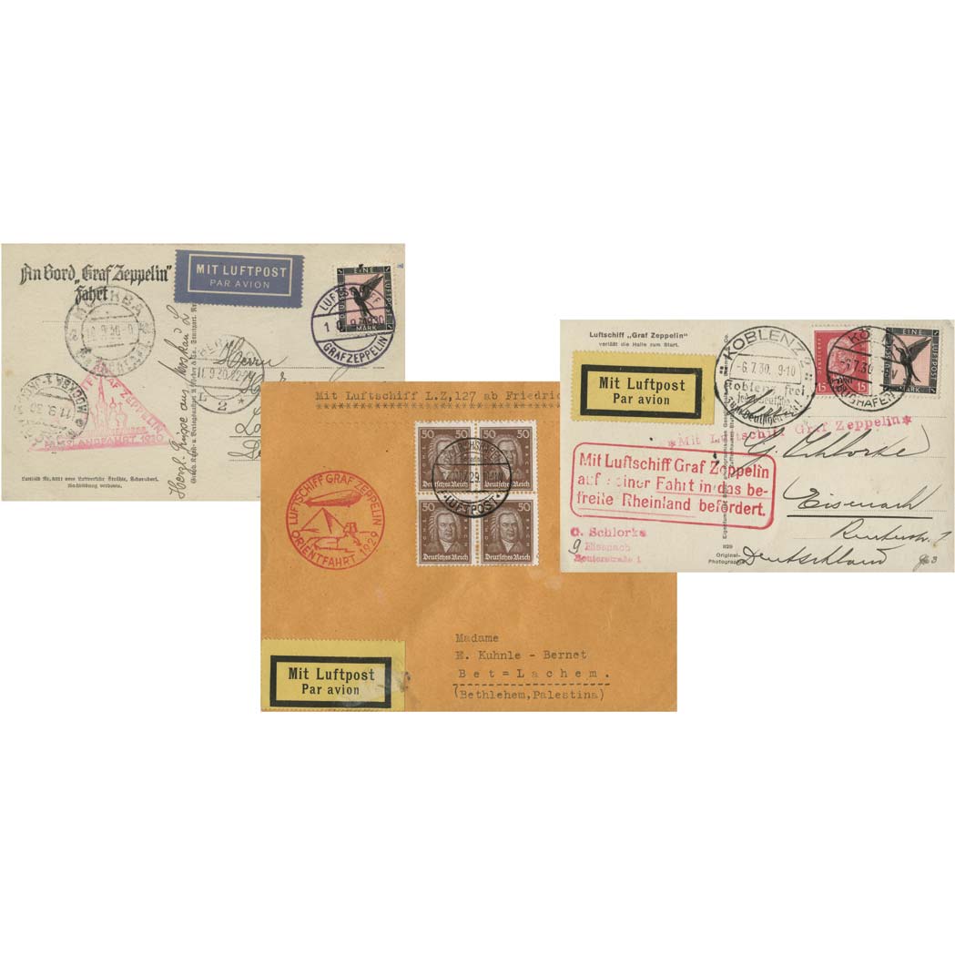 Lot image - Zeppelin Mail, Germany Seventeen Cards or Covers