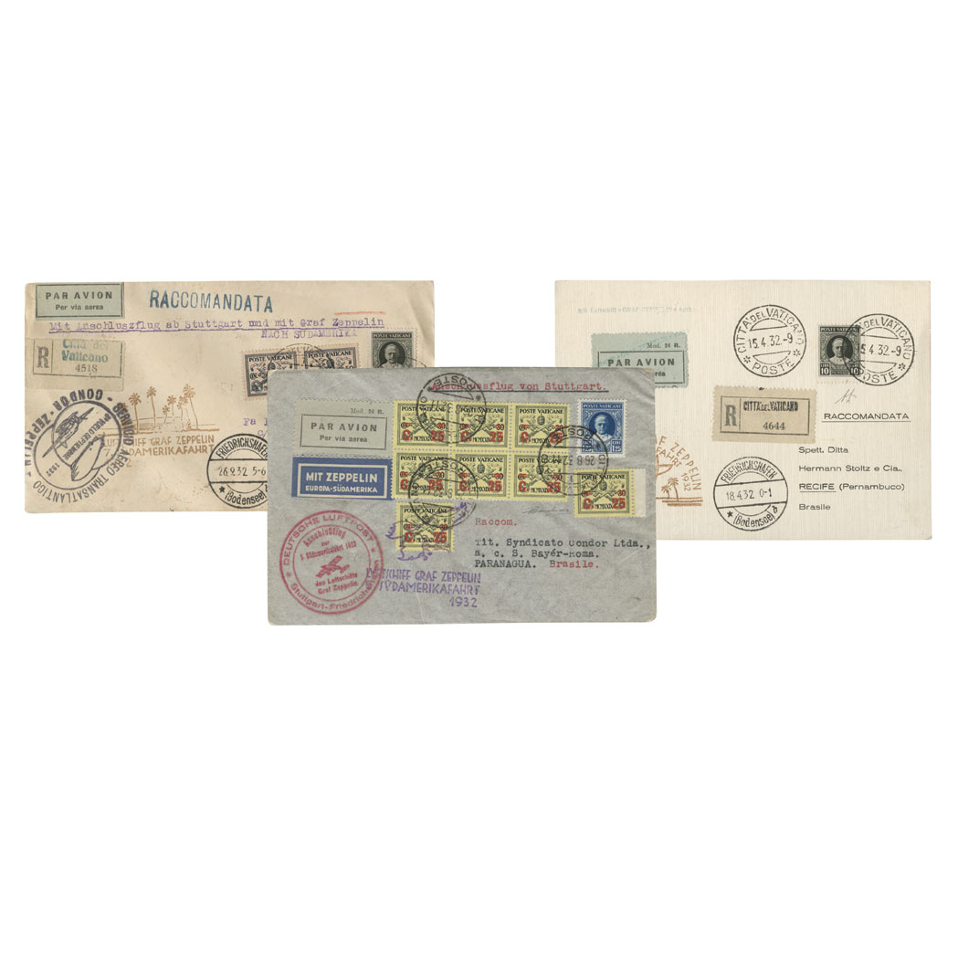 Lot image - Zeppelin Mail, Vatican City, Three Covers or Cards