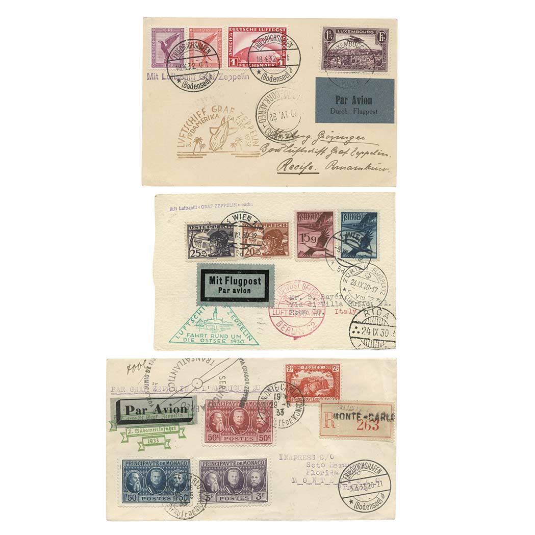 Lot image - Zeppelin Mail, Group of Ten Covers or Cards