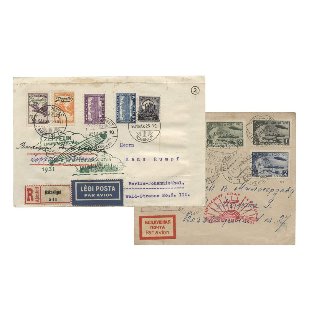 Lot image - Zeppelin Mail, Group of Seven cards or Covers