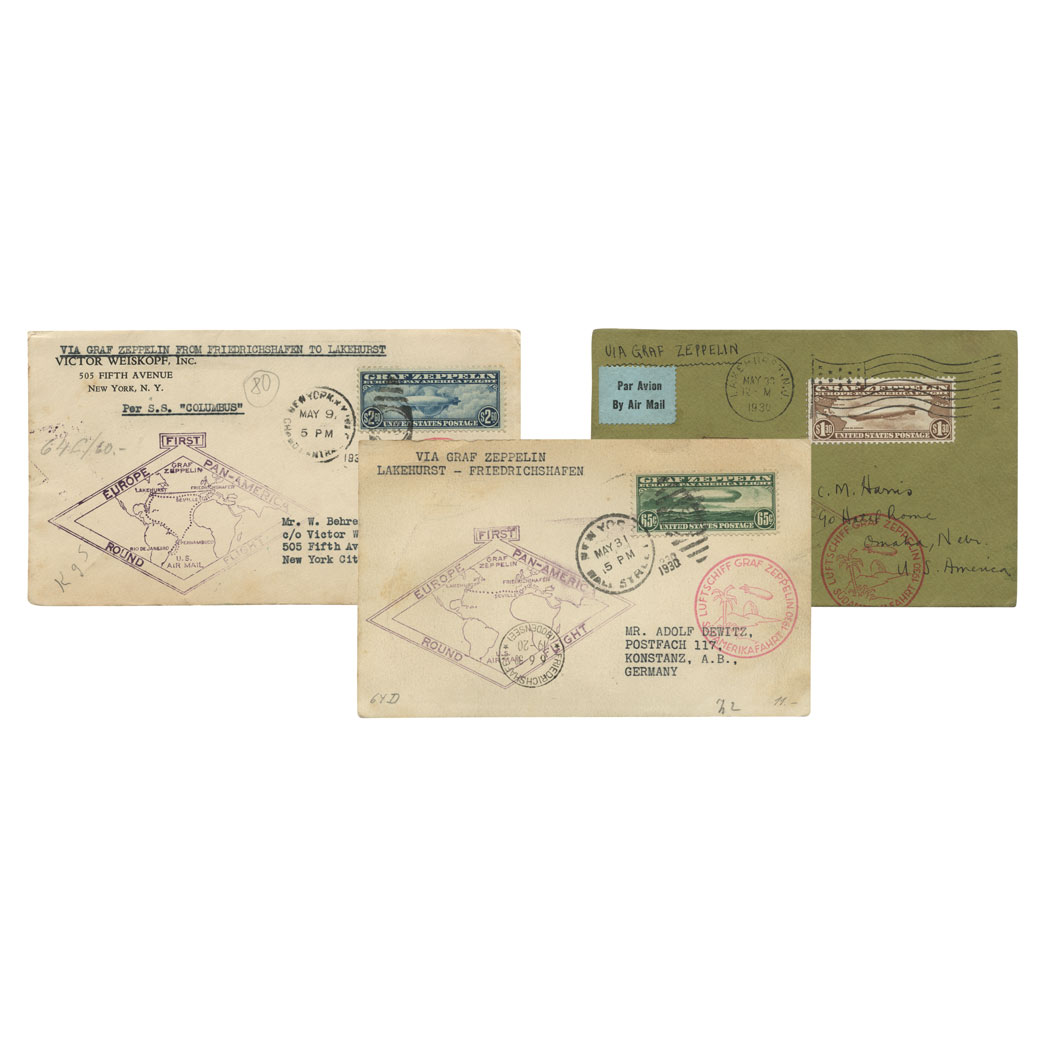 Lot image - Zeppelin Mail, United States Scott C 13-15 Group