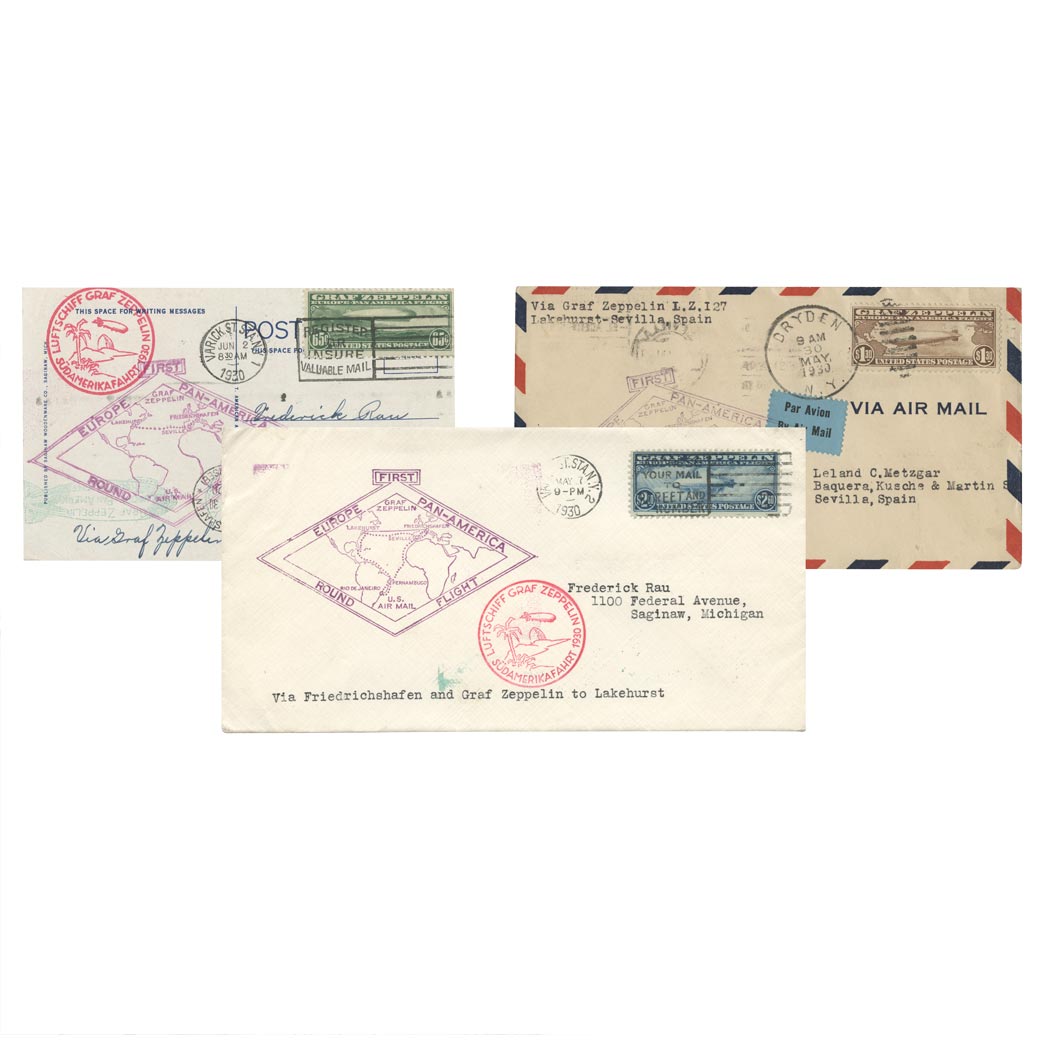 Lot image - Zeppelin Mail, United States Scott C 13-15