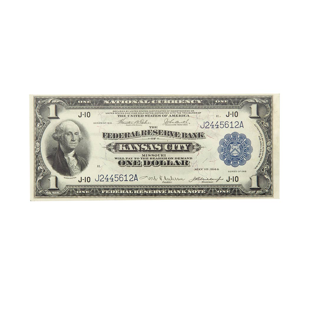 Lot image - U.S. Bank Note, $1 1918 Kansas City Federal Reserve Note