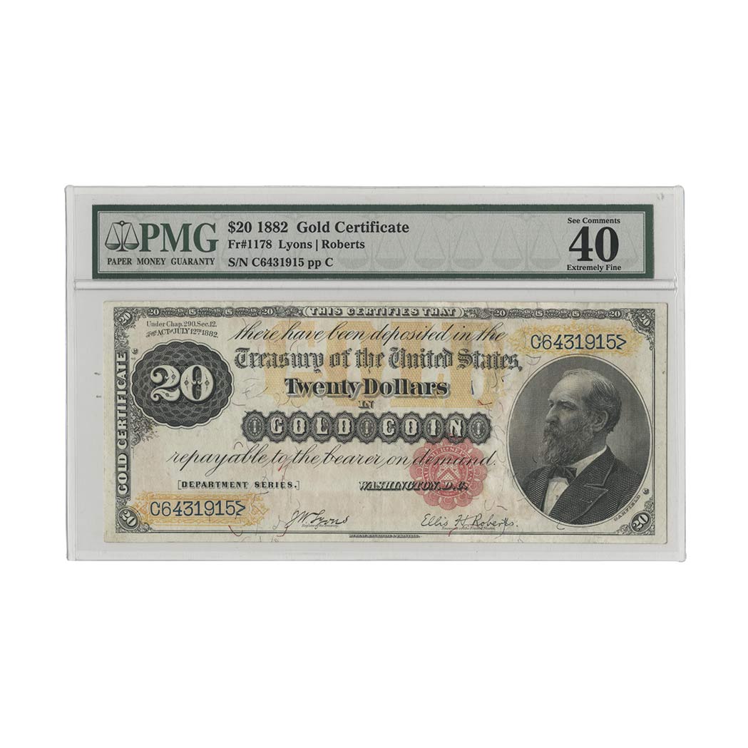 Lot image - U.S. Bank Note, $20 1882 Gold Certificate, Fr. 1178