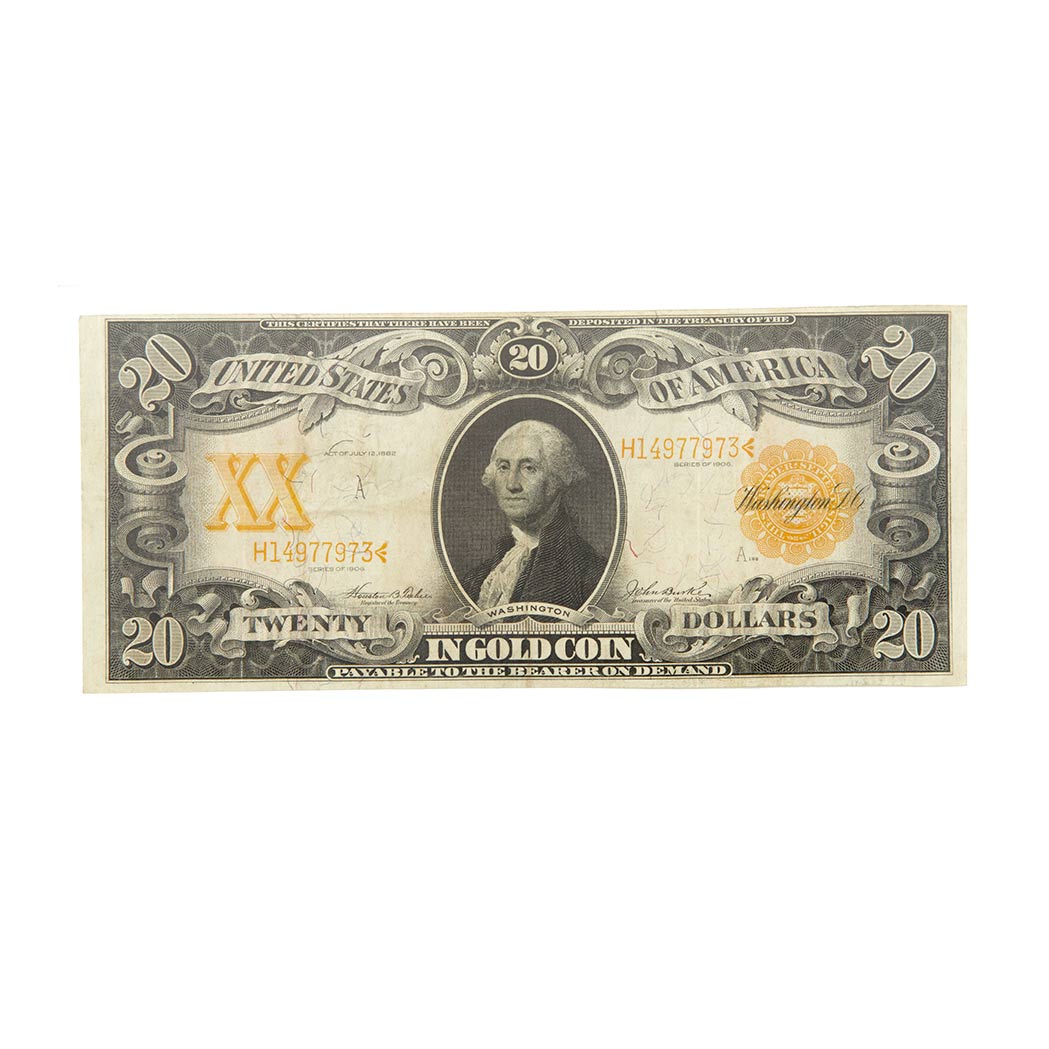 Lot image - U.S. Bank Note, $20 1906 Gold Certificate, Fr. 1188