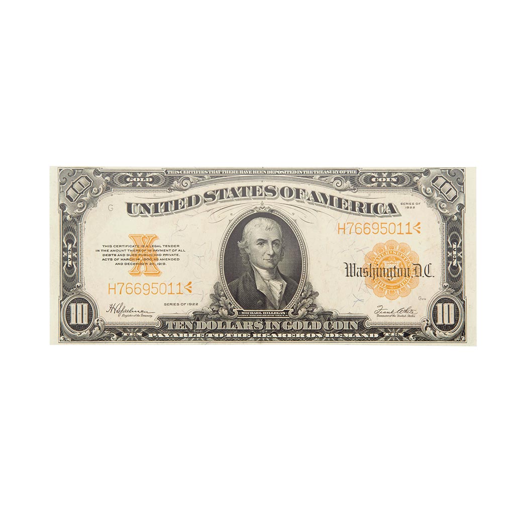 Lot image - U.S. Bank Note, $10 1922 Gold Certificate, Fr. 1173