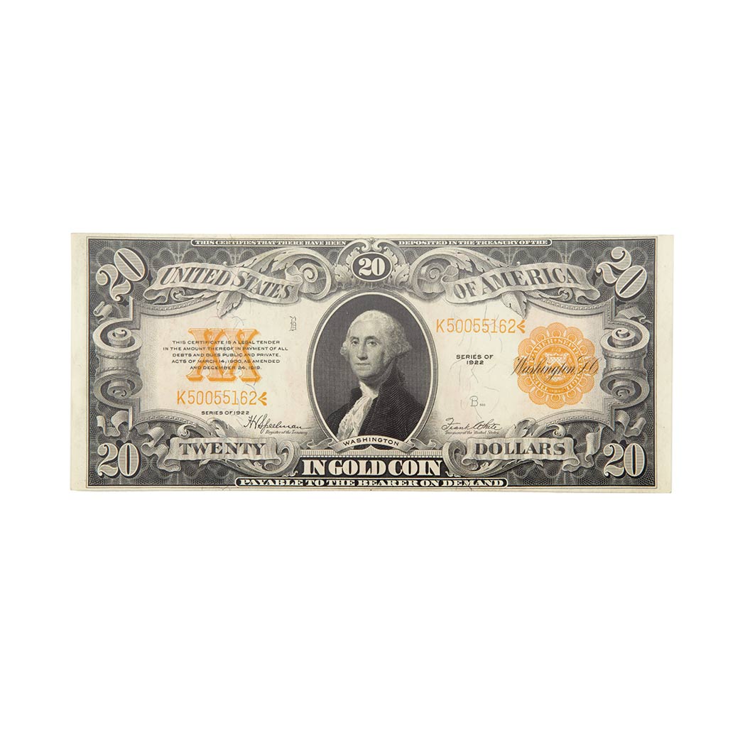 Lot image - U.S. Bank Note, $20 1922 Gold Certificate, Fr. 1187