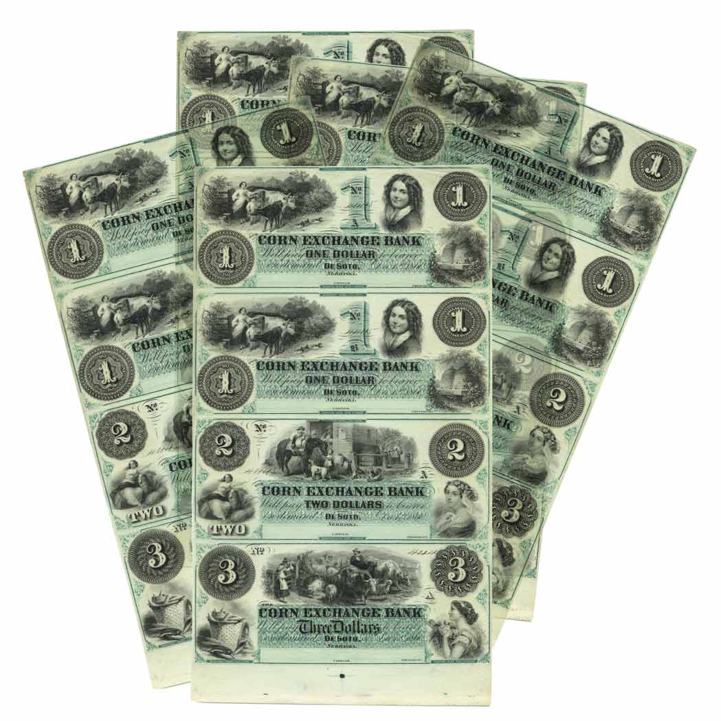 Lot image - Nebraska, De Soto Corn Exchange Bank, Obsolete Notes